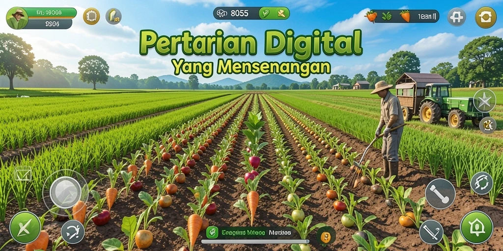 Screenshot menunjukkan gameplay seru dari game pertanian 8055.