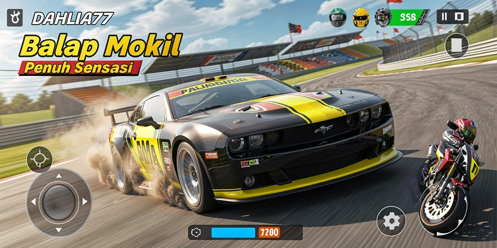 Tangkapan layar gameplay DAHLIA77 yang mendebarkan saat balapan.