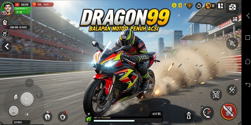 Screenshot dari gameplay seru DRAGON99 dalam aksi balapan motor.