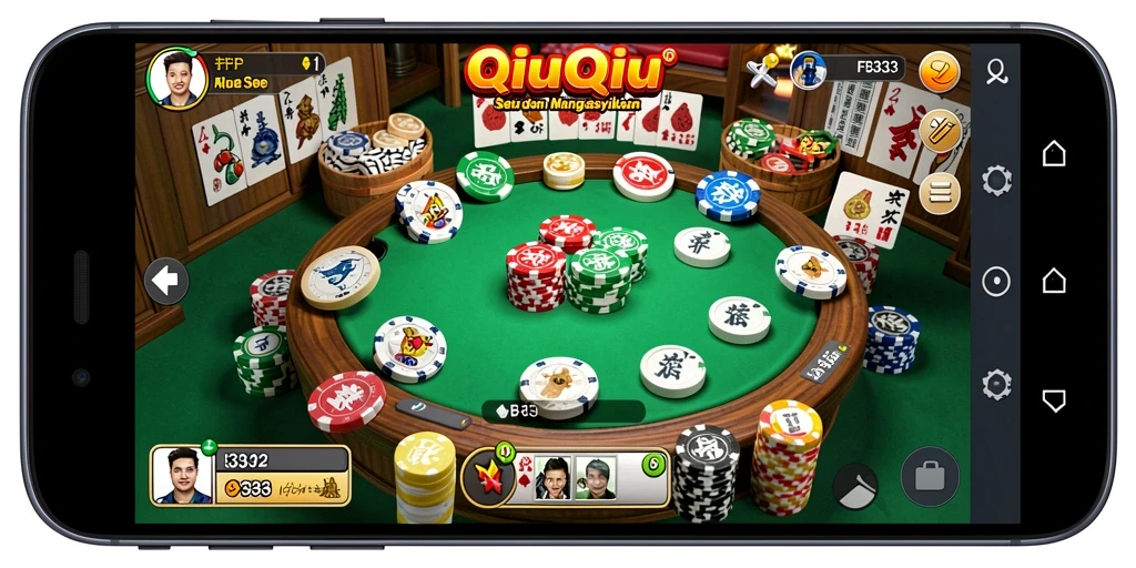 Screenshot gameplay FB333 menampilkan suasana permainan QiuQiu yang seru.