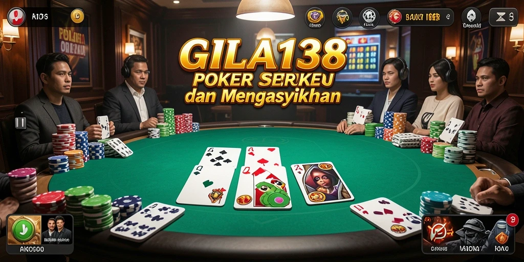 Tampilan seru gameplay poker di GILA138 dengan pemain aktif.