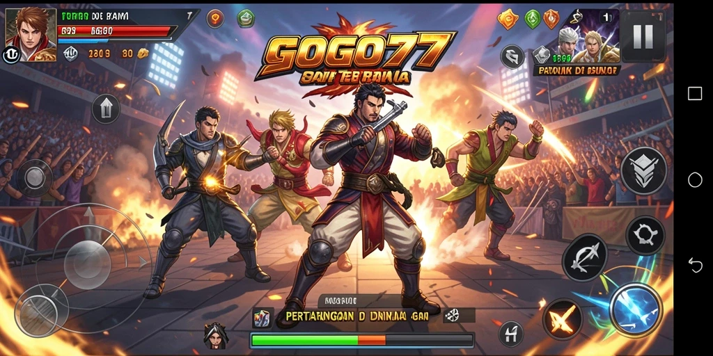Tampilan gameplay GOGO77 yang seru dan mendebarkan saat pertarungan.