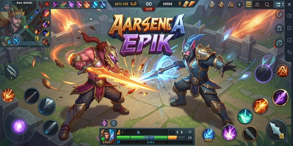 Tampilan gameplay mendebarkan dalam ID098 saat bertarung di arena.
