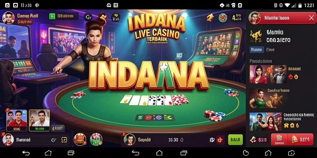 Screenshot gameplay Live Casino INDAAA memperlihatkan dealer langsung dan interaksi pemain.