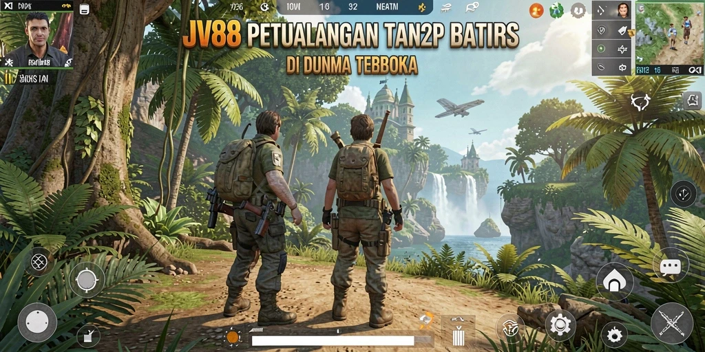 Tangkapan layar menunjukkan eksplorasi mendalam dalam dunia terbuka JV88.