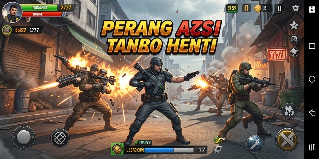 Tangkapan layar yang menampilkan aksi intens dalam LENGKAP777.