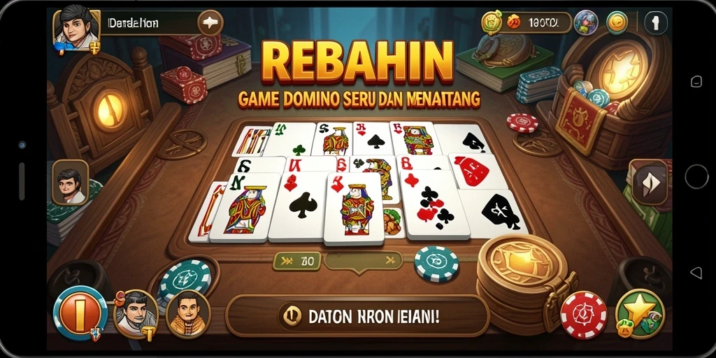 Tampilan gameplay REBAHIN yang menampilkan aksi seru permainan Domino.