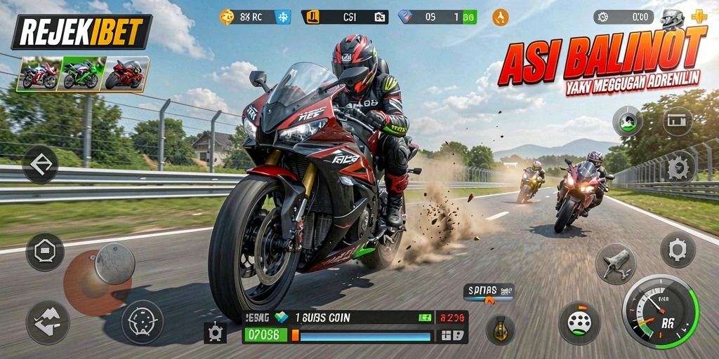 Tampilan gameplay seru di trek balap motor.