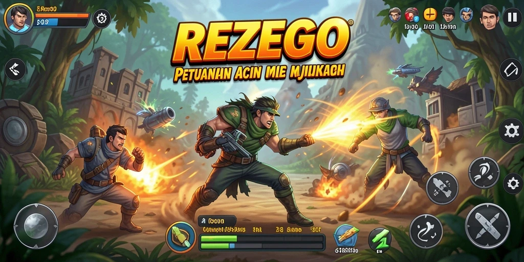 Tampilan gameplay REZEGO yang penuh aksi dan menantang.
