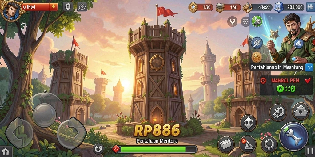 Tampilan gameplay RP886 dengan tantangan Tower Defense yang seru.