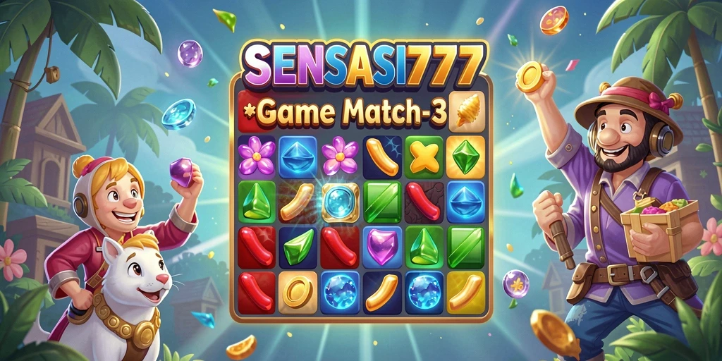 Tampilan menarik dari gameplay SENSASI777 dengan elemen Match-3.