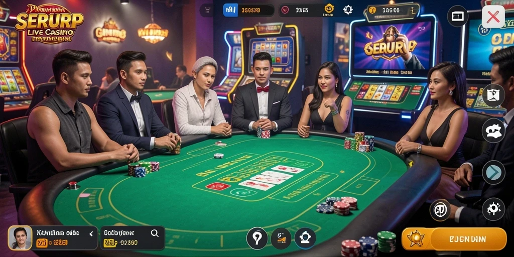 Gameplay SERURP dengan dealer langsung yang interaktif dan menyenangkan.