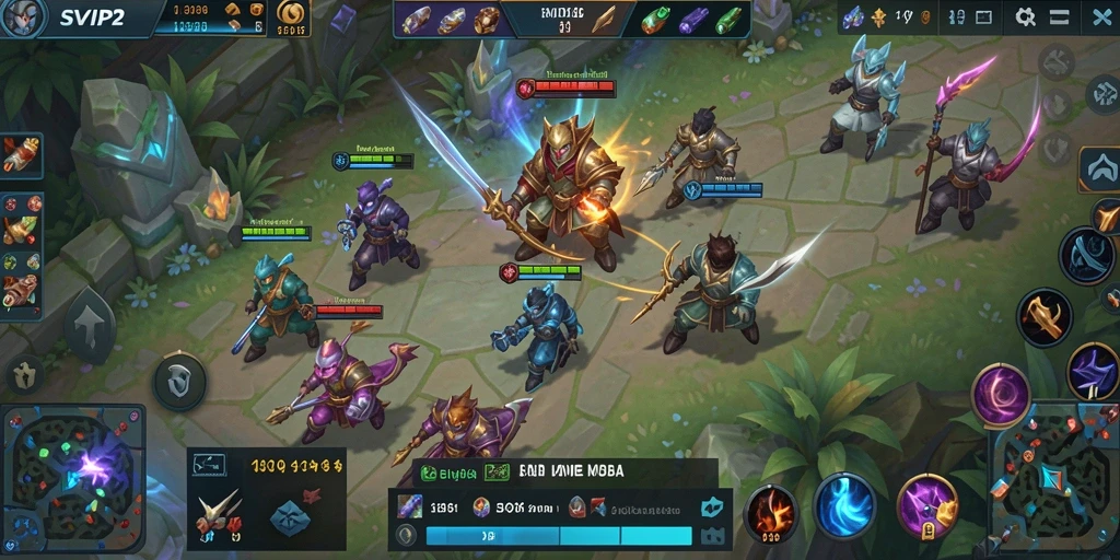 Screenshot gameplay <strong>SVIP2</strong> menampilkan aksi pertempuran yang seru dan strategi MOBA.