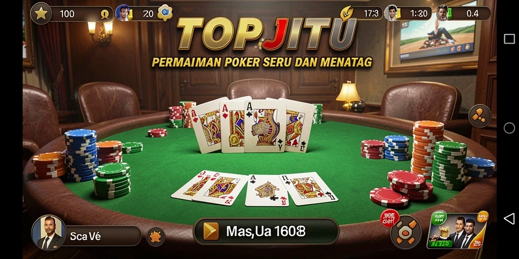Tampilan gameplay TOPJITU yang menakjubkan saat bermain poker.