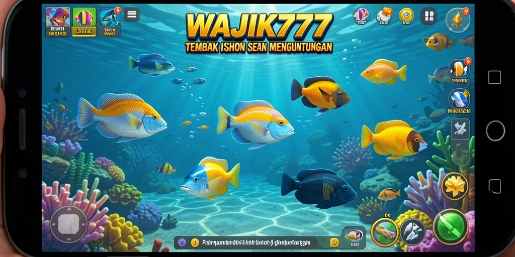 Tampilan gameplay seru dalam WAJIK777 saat menembak ikan.